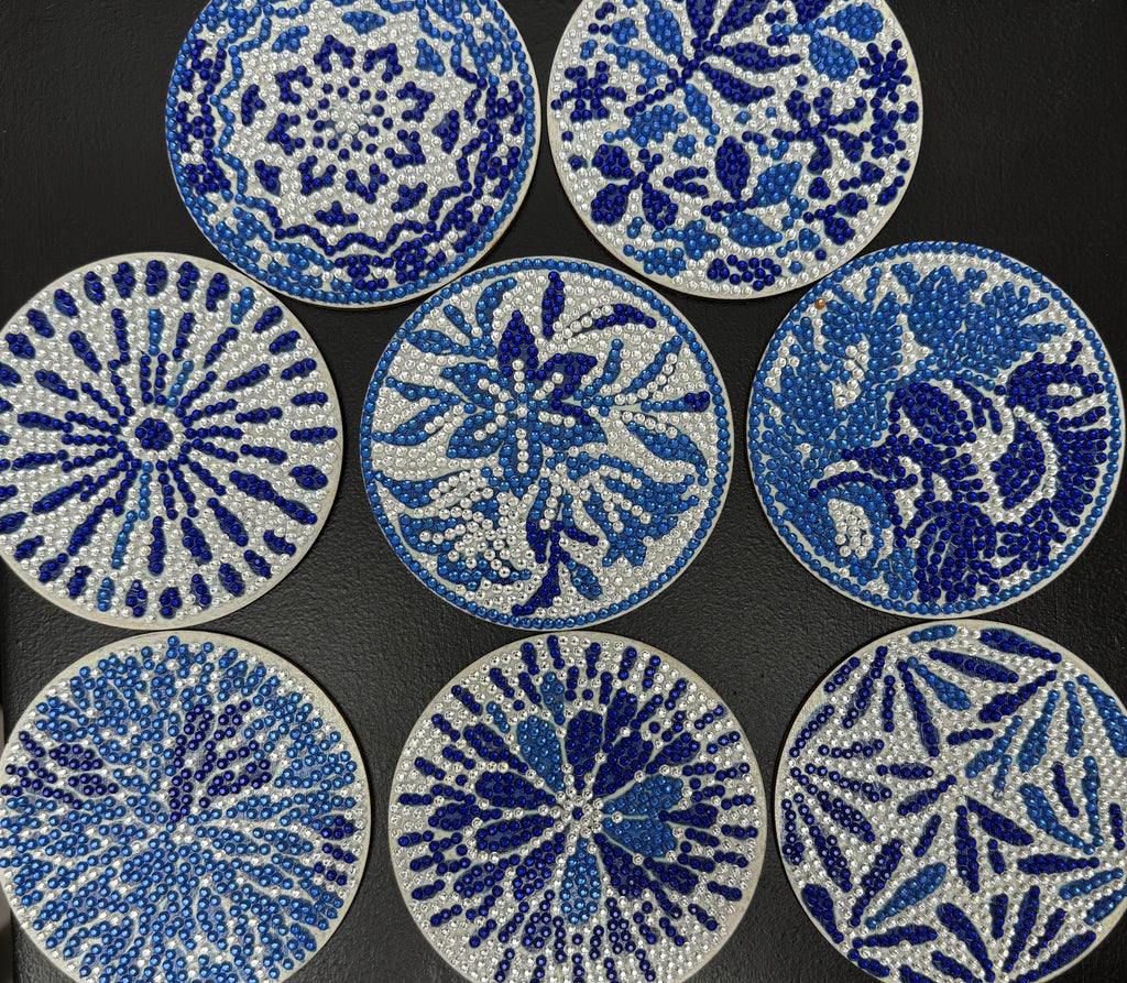 Handcrafted Diamond-Dotted Coaster Set